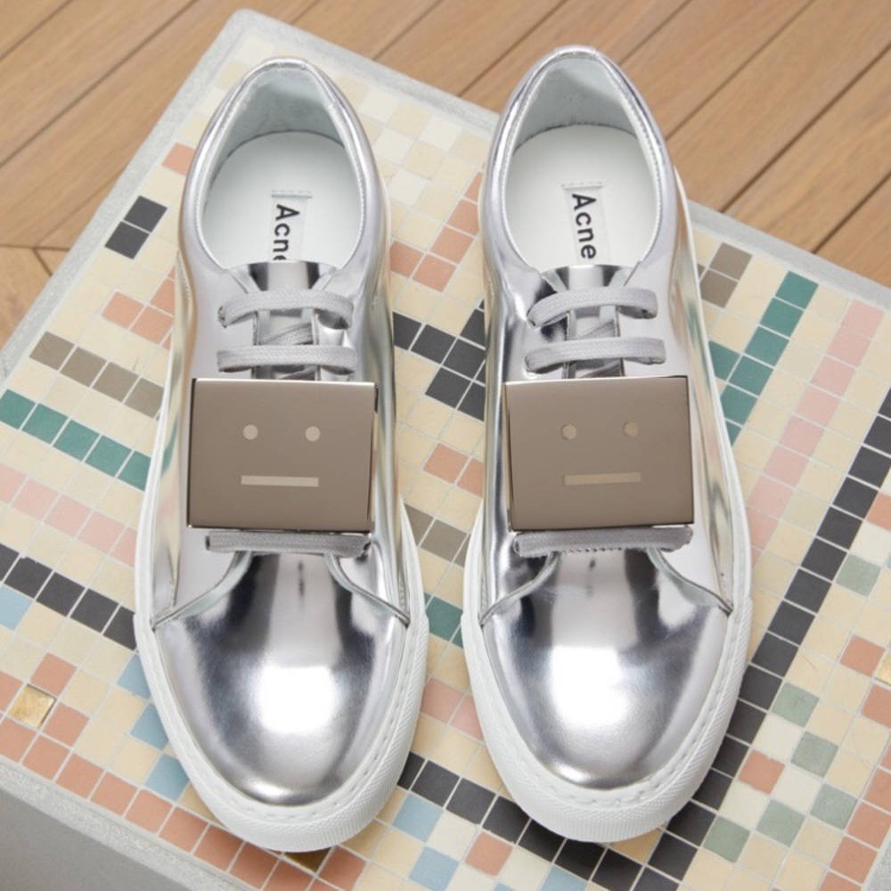 Acne Adriana metallic silver sneakers. BNIB